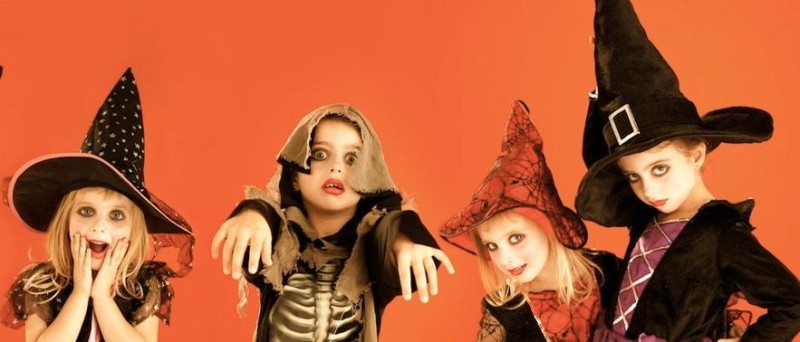 Halloween group of children-